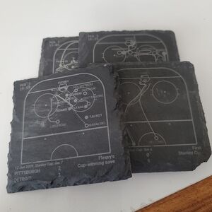 Hockey Diagram Slate Coasters Pittsburgh Penguins